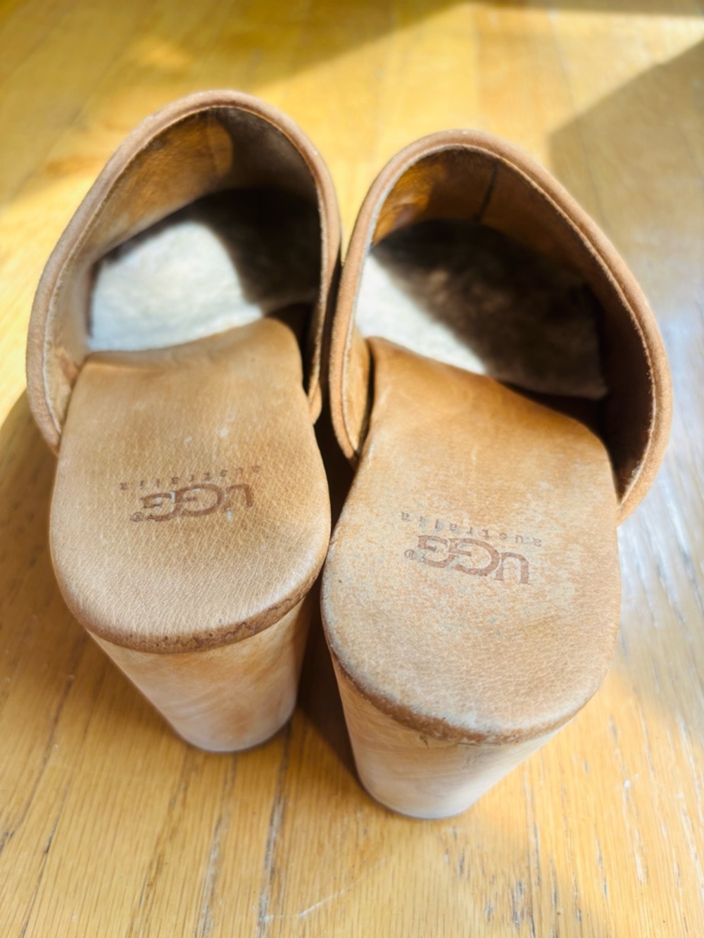 UGG Tan Suede Studded Wooden Clog Mules - Picture 8 of 10